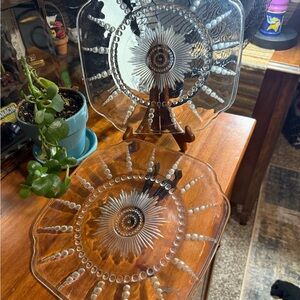 Federal Glass Columbia Pattern Clear Depression Glass Plate, 9"